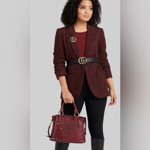 Lodis burgundy Red Leather Tote Bag with Structured Design